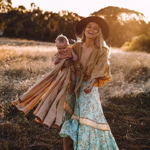 SOLD OUT Turquoise Fields Boho Ruffle Hi Low Maxi Skirt - Picture 6 of 10